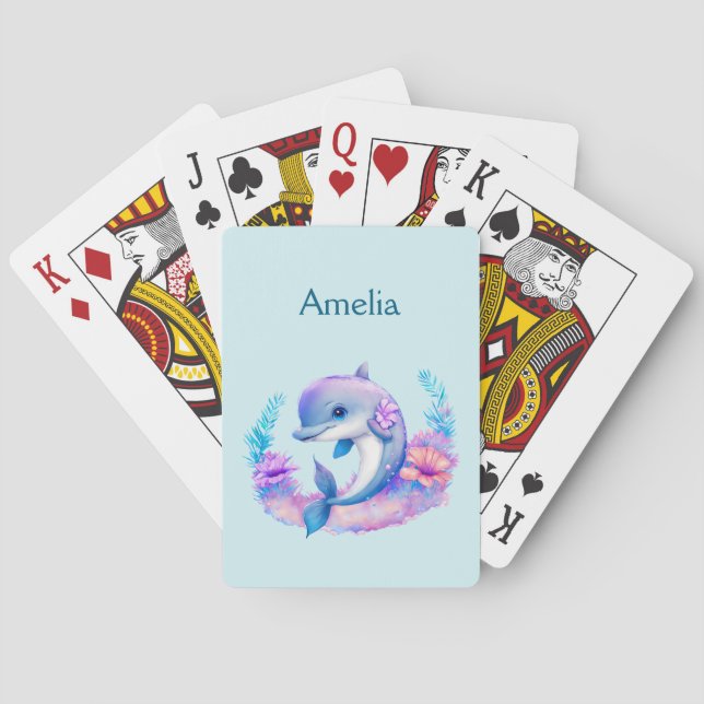 Cute Dolphin Sea Creature Playing Cards (Back)