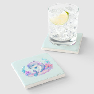 Cute Dolphin Sea Creature Stone Coaster