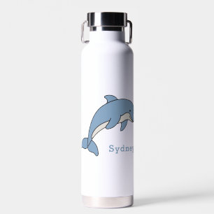 Cute Dolphin Unique Boy Personalized Custom Name Water Bottle