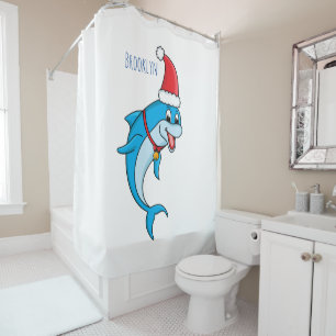 Cute dolphin with Santa hat cartoon