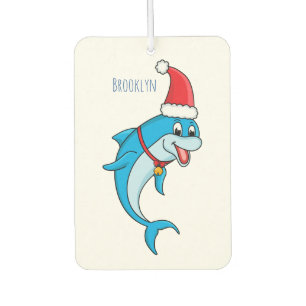 Cute dolphin with Santa hat cartoon Air Freshener