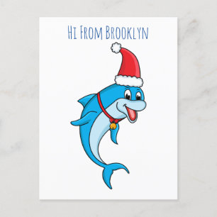 Cute dolphin with Santa hat cartoon Postcard