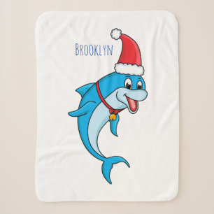 Cute dolphin with Santa hat cartoon  Sherpa Blanket