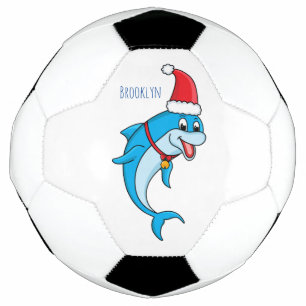 Cute dolphin with Santa hat cartoon Soccer Ball
