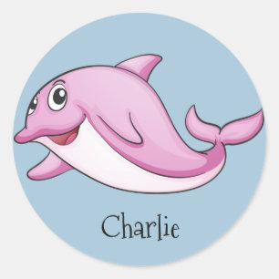 Cute Dolphins custom name stickers