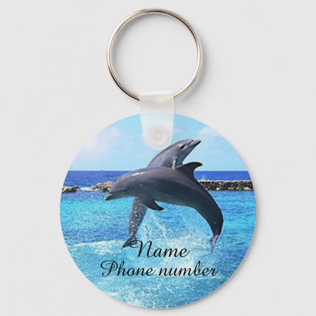 Cute dolphins in the sea keychain (Front)