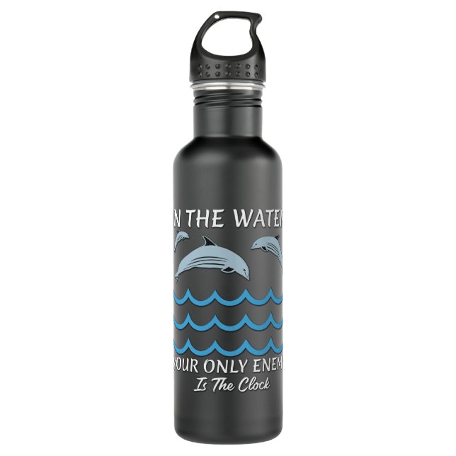 Cute Dolphins In The Water 710 Ml Water Bottle (Front)