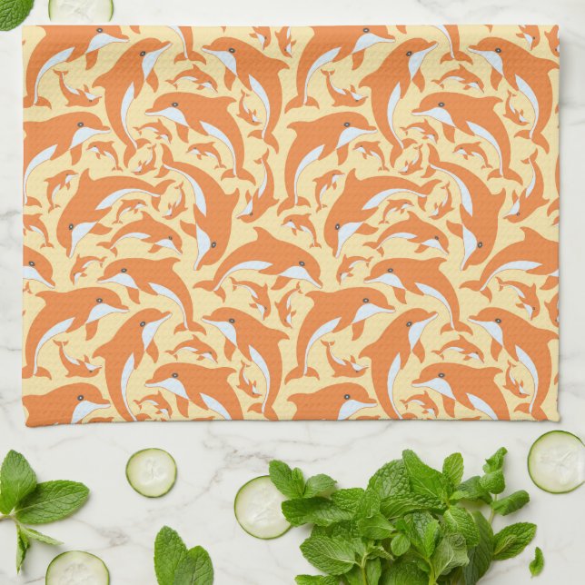 Cute Dolphins Kitchen Towel (Folded)