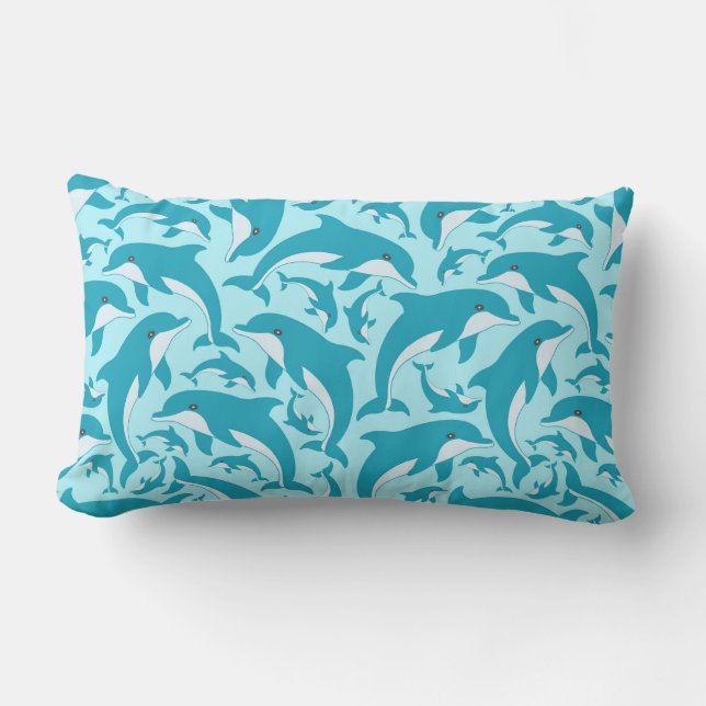 Cute Dolphins Lumbar Pillow (Front)