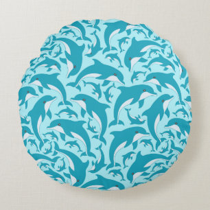 Cute Dolphins Round Pillow