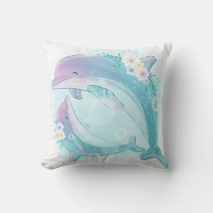 Cute Dolphins Throw Pillow