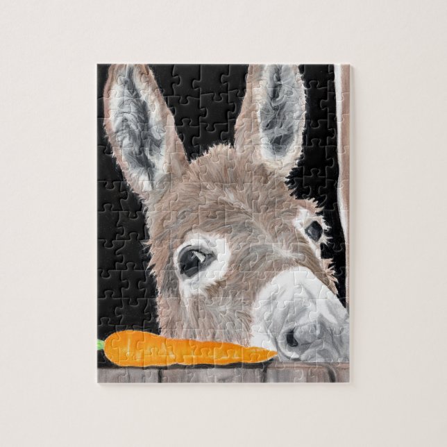 Cute Donkey and a Carrot Jigsaw Puzzle (Vertical)