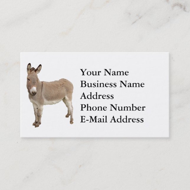 Cute Donkey Burro Photograph Business Card (Front)