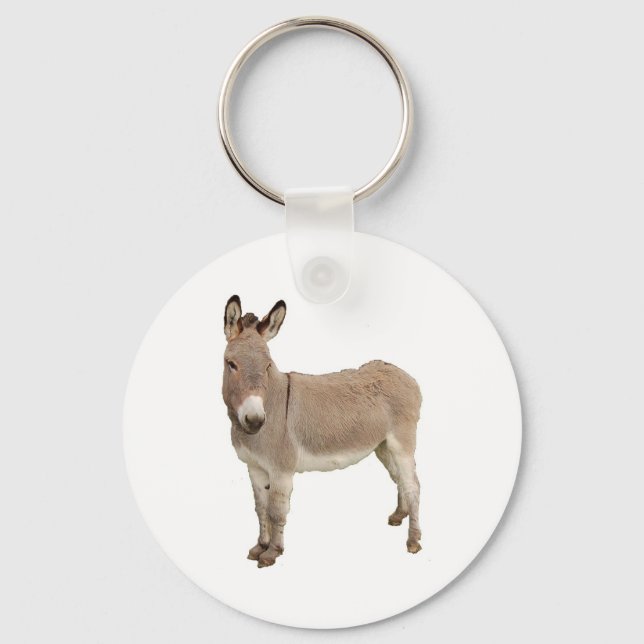 Cute Donkey Burro Photograph Keychain (Front)