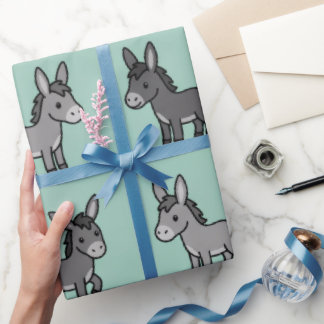Cute Donkey Cartoon Pattern Wrapping Paper