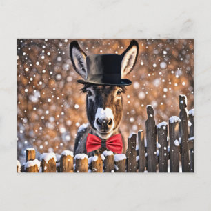 Cute Donkey Christmas Holiday Postcard