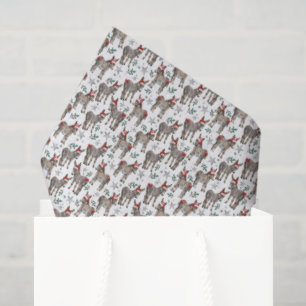 Cute Donkey Christmas Tissue Paper in White