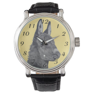 Cute donkey drawing black and white portrait watch