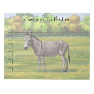 Cute Donkey Grey Burro In Pasture Notepad