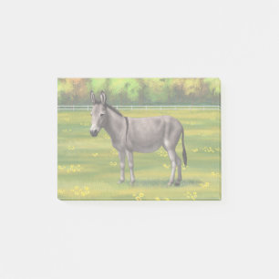 Cute Donkey Grey Burro In Pasture Post-it Notes