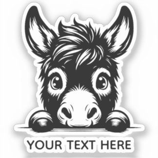 Cute Donkey Kiss-Cut Sticker with Custom Text