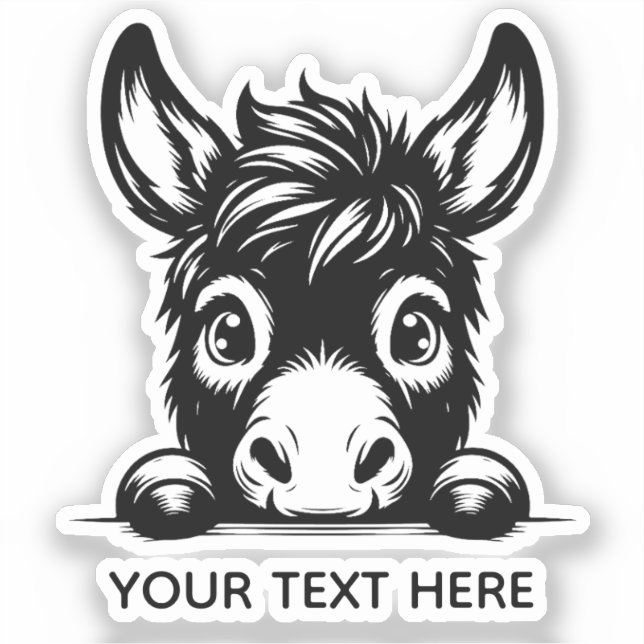 Cute Donkey Kiss-Cut Sticker with Custom Text (Recto)
