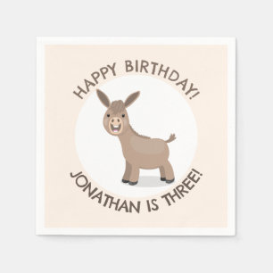 Cute donkey personalized cartoon birthday napkin