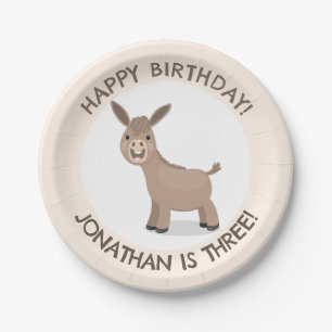 Cute donkey personalized cartoon birthday paper plate