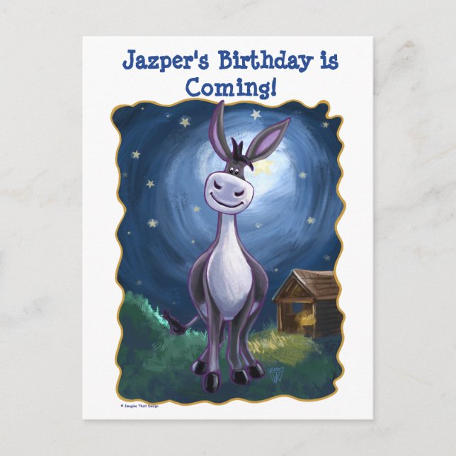 Cute Donkey Save the Date Party Centre Postcard (Front)