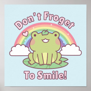 Cute Dont Froget To Smile Frog Poster