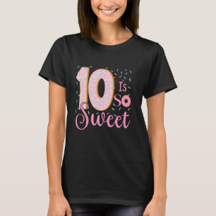 Cute Donut Theme Party 10th Bday 10 Is So Sweet Ki T-Shirt
