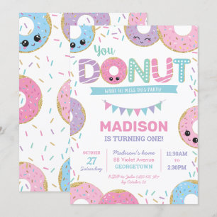 Cute Donuts Doughnut Sprinkles Birthday Party Invitation