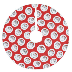 Cute Doodle Art Christmas Santa on Red Brushed Polyester Tree Skirt
