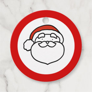 Cute Doodle Art Christmas Santa on Red Favour Tags