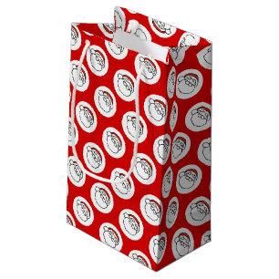 Cute Doodle Art Christmas Santa on Red Small Gift Bag