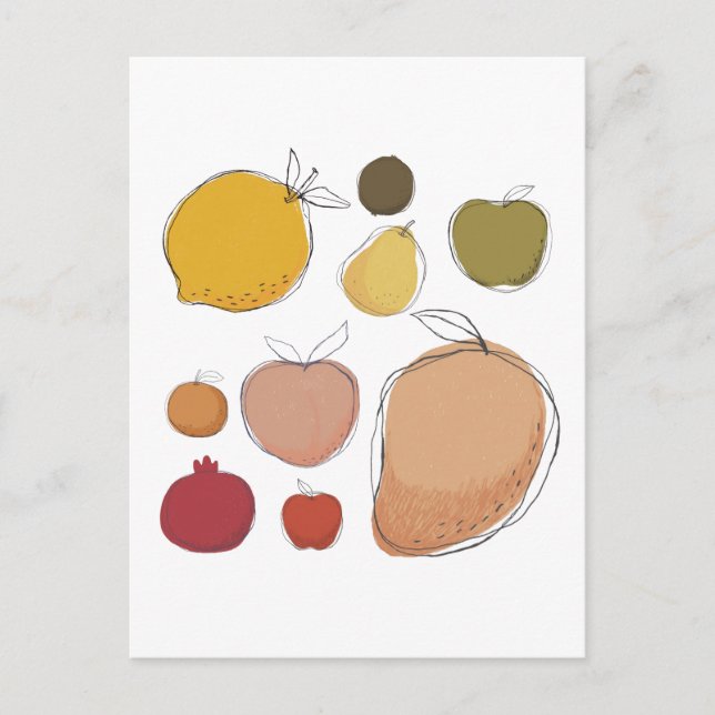 Cute doodle art fruits  collection  postcard (Front)