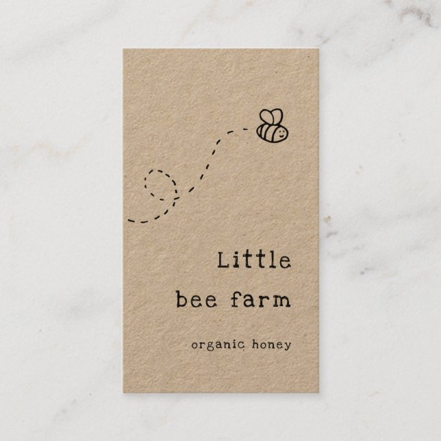 cute doodle bee flying rustic honey business card (Front)