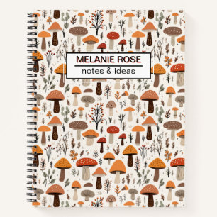 Cute Doodle Champhrooms Motif Carnet Spiral