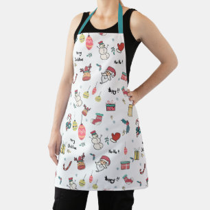 Cute Doodle Christmas Pattern Apron