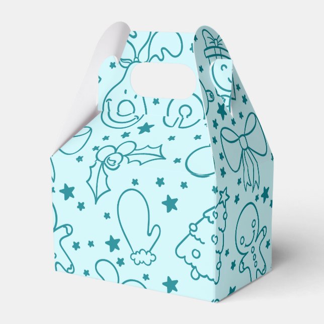 Cute Doodle Christmas Pattern Favor Box (Back Side)