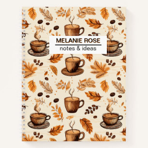 Cute Doodle Coffee Pattern Custom Spiral Notebook