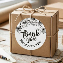 Cute Doodle Dandelion Small Business Thank You