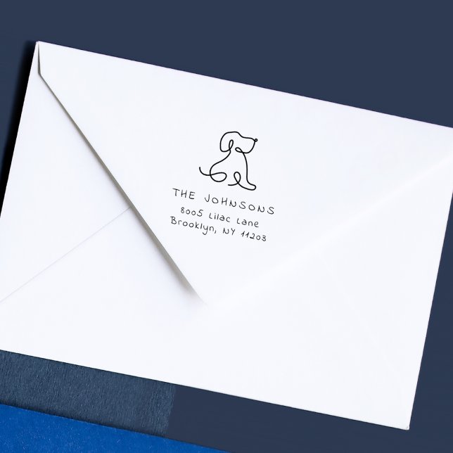 Cute Doodle Dog Custom Handwritten Return Address Rubber Stamp (Creator Uploaded)