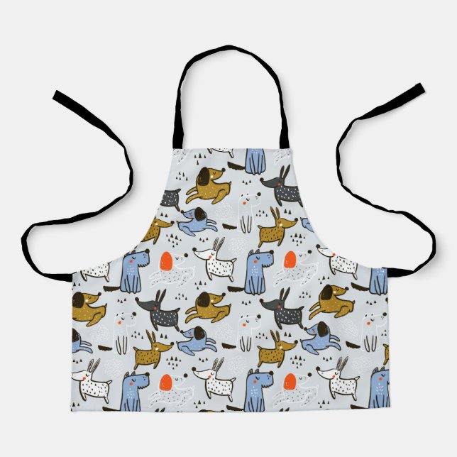 Cute Doodle Dog Pattern Apron (Front)