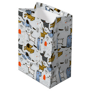 Cute Doodle Dog Pattern Medium Gift Bag