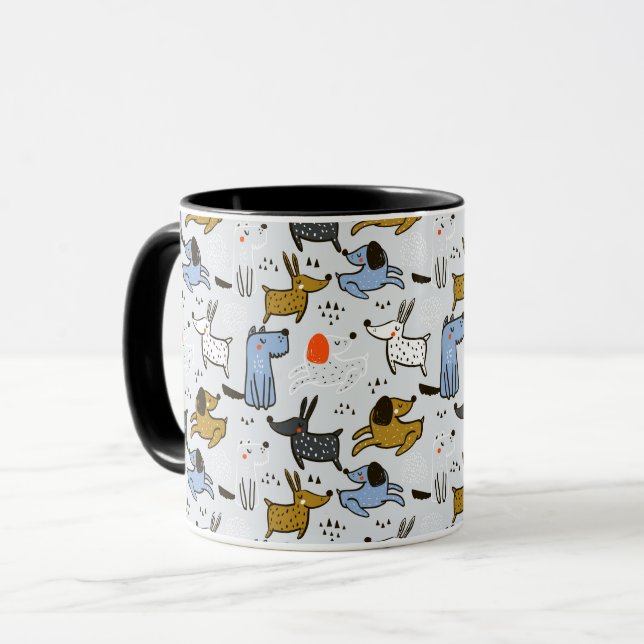 Cute Doodle Dog Pattern Mug (Front Left)