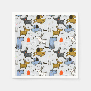 Cute Doodle Dog Pattern Napkin