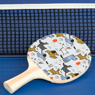 Cute Doodle Dog Pattern Ping Pong Paddle