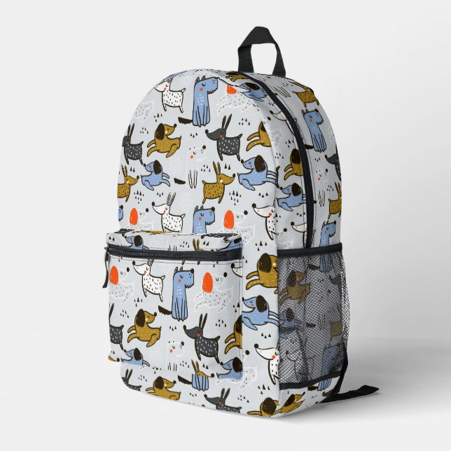 Cute Doodle Dog Pattern Printed Backpack (Back Corner Right)