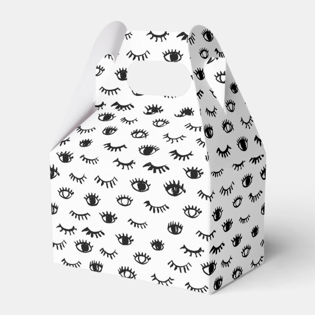 Cute Doodle Eyelash Pattern Favor Box (Front Side)